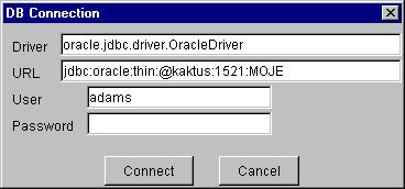 Database connection dialog